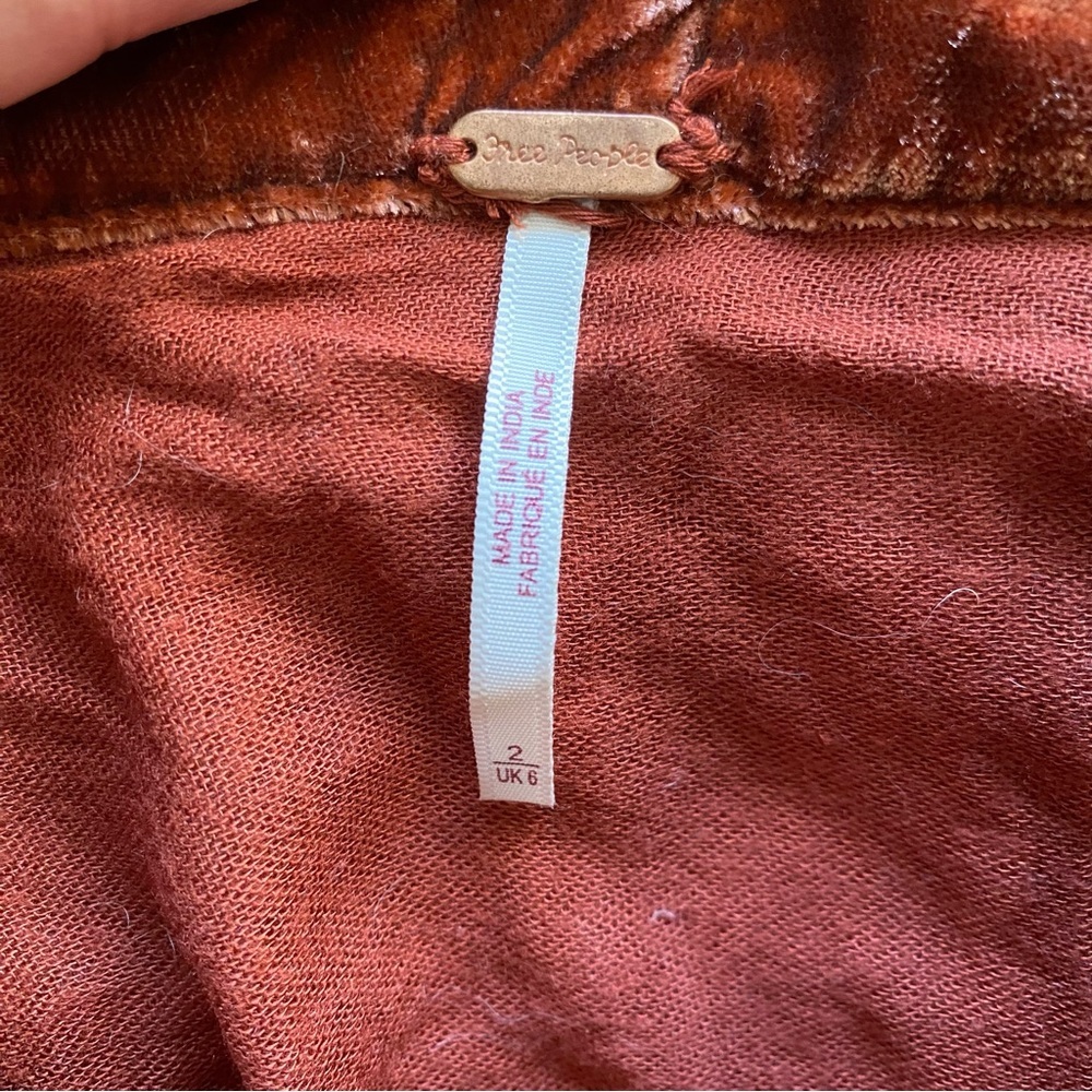 Free People x Revolve Vivienne Velvet Mini Skirt Rust Size 2 - Picture 7 of 7